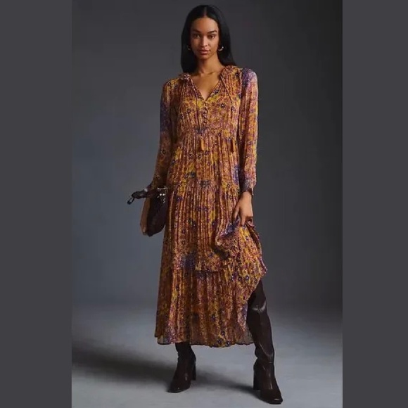 NWT Anthropologie The Marais Chiffon maxi dress in size MP - Picture 1 of 13